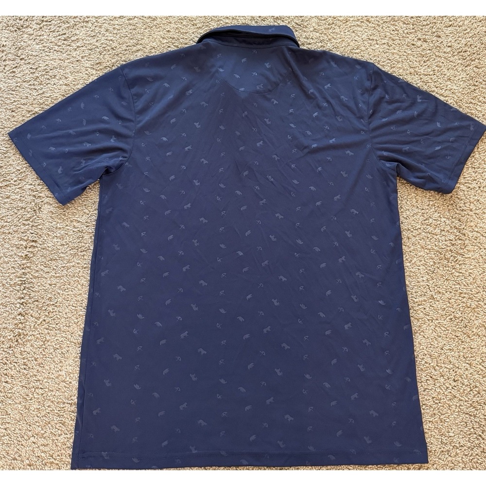 Swannies Mens Polo Shirt Navy Blue Embrossed Golf Performance Size XL - Picture 2 of 6